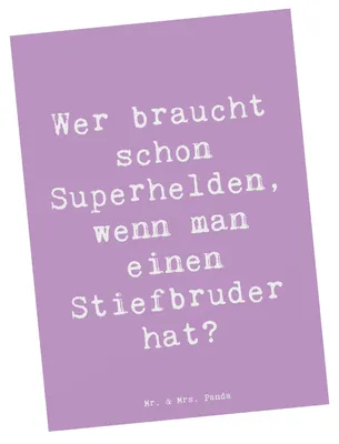 Produktbild von Mr. & Mrs. Panda Postkarte Spruch Stiefbruder Held - Lavendeltraum - Geschenk, Familie, Ansichtskarten, Familienmitglieder, Postkarten, Ansichtskarte, Jubiläen, Grußkarte