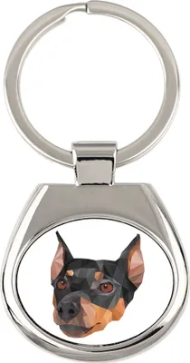 Immagine prodotto di Pinscher tedesco - portachiavi geometrico con foto e scritta Art-Dog