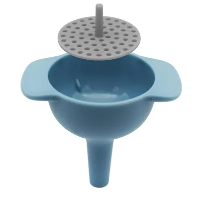 Produktbild von Trichter mit Sieb 9 cm – Kunststoff Einfülltrichter mit herausnehmbarem Filtersieb für Säfte, Soßen, Liköre, Marmelade, Öl und Vorräte