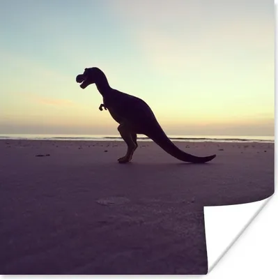 Produktbild von MuchoWow® Poster Silhouette - Dinosaurier - Strand 100x100 cm - Babyzimmer