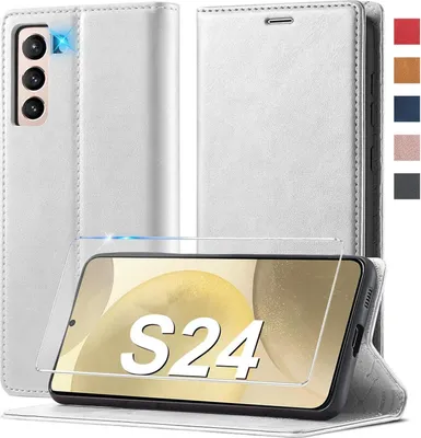 Image de Ailicici Samsung Galaxy S24 Housse cuir Flip Wallet avec film de protection