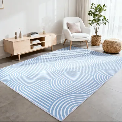 Produktbild von Omgoods – Geometrisches, waschbares Teppich, 140 x 200 cm – Abstrakter Teppich für Wohnzimmer und Schlafzimmer