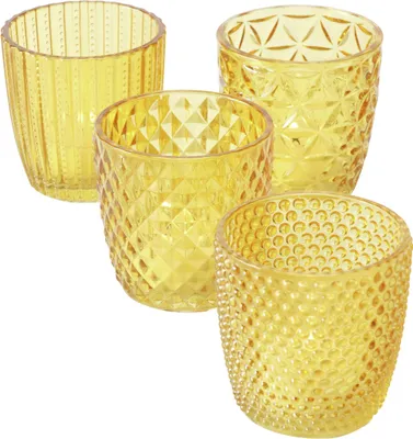 Produktbild von Boltze Windlicht Set Marilu 4-tlg gelb Deko-Gläser Kerzenständer 8 cm