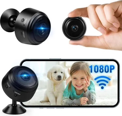 Produktbild von FORSMANO Mini Kamera, Überwachungskameras, 1080P, Wi-Fi Kamera, Outdoor Magnetische Nachtsicht, 150° Weitwinkel, HD Video, 4,4 x 4,4 x 2,4 cm, Schwarz