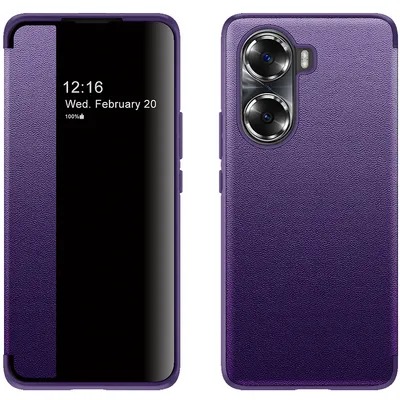 Obrázek produktu pro Pouzdro pro Honor 60 tenkéPolyuretankožené klopové pouzdro s okénkem pro zobrazení Fialová
