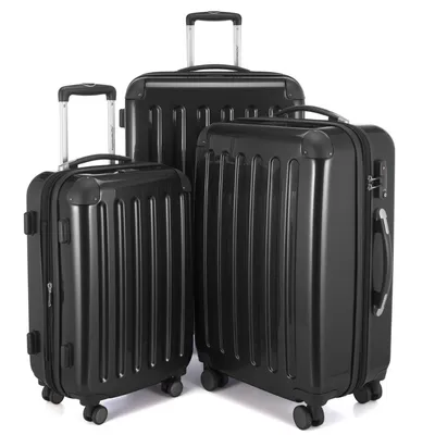 Produktbild von HAUPTSTADTKOFFER - Alex - Koffer-Set 3-teilig, Rollkoffer Trolleys 4 Rollen mit Erweiterung, Handgepäck und Check-In Gepäck für jede Reiseart, TSA,Schwarz