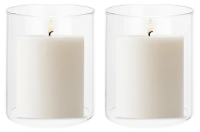 Glaszylinder 2er-Set, Höhe 10 cm, Ø 8,5 cm, für Kerzen & Blumen