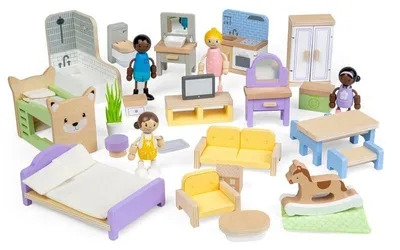 Produktbild von BigJigs Puppenhaus Holz Möbelset - Spielzeug ZubehörHolz