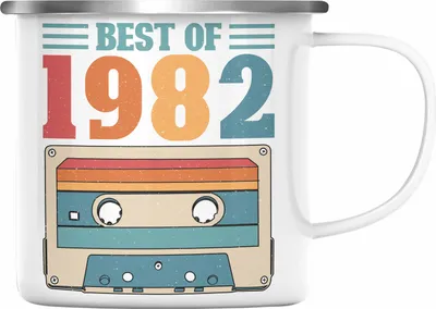 Produktbild von Trendation - 1982 Geburtstag Mann Geschenk Frau Emaille Tasse 40er Geburtstag 40 Jahre Alt Geschenkidee (Silber)