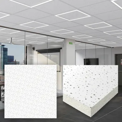 Produktbild von 10er-Set CALGARY | Mineralfaserplatte | 60x60cm | Weiß | Rasterdeckenplatten | Streulochungen | Raster Decken Platten Akustik