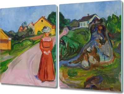Produktbild von Coloray Küchenbrett Kochplattenabdeckung Hackbrett Schneidebrett Herdabdeckplatte 2x40x52 cm - Eine Frau in einem roten Kleid