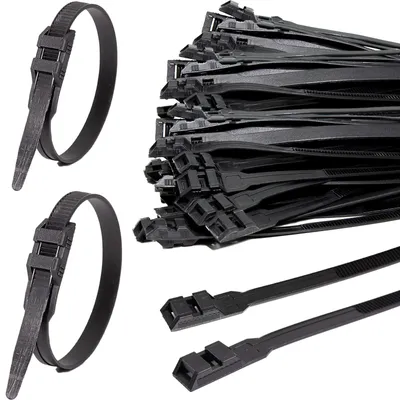 Kabelbinder schwarz 360x9 mm, 100 Stück, Nylon, UV-beständig, 90 kg