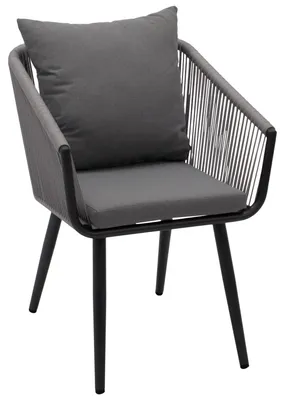 Produktbild von Gartensessel Sessel Aluminium anthrazit mit Rope und Polstern, 2-er Set