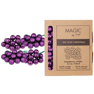 Produktbild von Weihnachtskugeln am Draht 2,5cm Glas 144 Stück - Purple Symphony