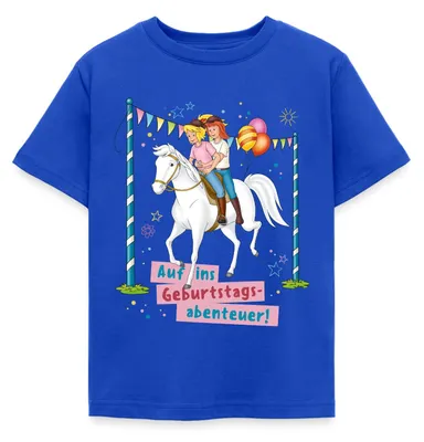 Produktbild von Spreadshirt Bibi & Tina Geburtstagsabenteuer Geburtstag Kinder T-Shirt, 98/104 (3-4 Jahre), Royalblau