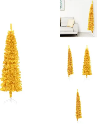 Obrázek produktu pro vidaXL Umělý poloviční vánoční stromek se stojanem slim gold 180 cm - Vánoční stromky