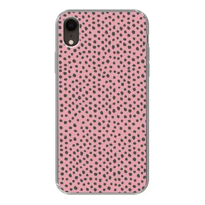 Produktbild von MuchoWow® Handyhülle Schutzhülle Hülle für iPhone XR Polka dots - Rosa - Schwarz Silikon Softcase Handy Hülle - Schutzdeckel