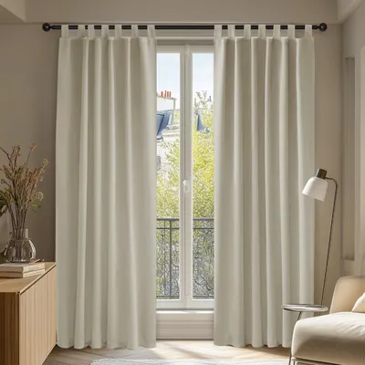 Produktbild von Blickdichte Gardinen mit Schlaufen Kälteschutz 200x140 cm Creme 2er Set