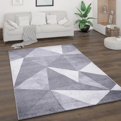 Image de Tapis salon à poils courts vintage abstrait moderne géométrique motif losange dimensions 160 x 220 cm
