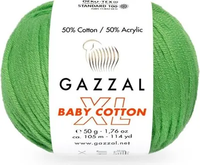 Produktbild von Gazzal Baby Baumwolle XL Grün - Weiche, Kinderfreundliche Strickwolle, 50% Baumwolle