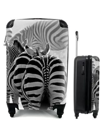 Produktbild von MuchoWow® Koffer Handgepäck Trolley Rollkoffer Kleine Reisekoffer mit 4 Rollen - Laufende Zebras - Cabin Size < 55x40x23 cm & 55x40x20 cm - Fotokoffer - Kabinenkoffer - Boardgepäck - Reise-Box - Reisekoffer - Reisegepäck - Koffer mit Bild - Trolley für Kinder