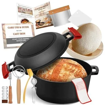Zdjęcie produktu dla Dutch oven żeliwny garnek do pieczenia chleba 26 cm zestaw akcesoriów