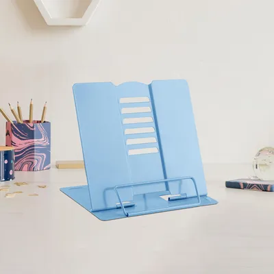 Imagen del producto de Soporte metálico para libros con 6 posiciones ajustables, ligero y portátil, ideal para la cocina y para leer