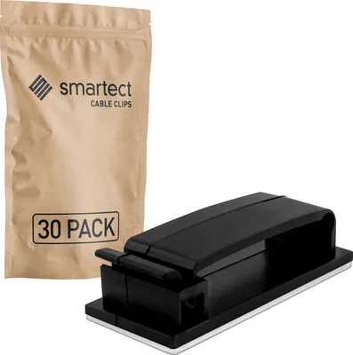 Produktbild von smartect Kabelhalter selbstklebend 4,6x1,8 cm zum befestigen von USB-, Strom- und Ladekabeln, Schwarz, 30 Stück