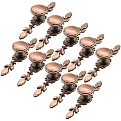 Image de Boutons de porte vintage - Poignées de porte rondes de couleur rouge vintage (lot de 10)