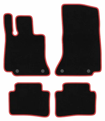 Image de Tapis de sol en moquette pour Mercedes C-Klasa W206 2021- (berline/break) – jeu 4 pièces, noir/rouge, sur mesure – Wielganizator CARLUX