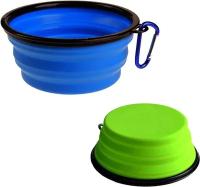 Produktbild von CHPN – Trinknapf – Wassernapf – Futternapf – faltbar – 2 Stück – faltbarer Futternapf – faltbarer Trinknapf – 13/5,5 cm – Silikon – zusammenklappbar