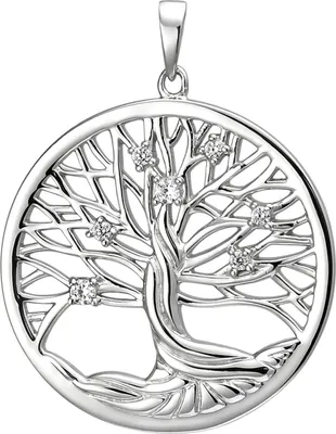 Produktbild von Anhänger Baum Lebensbaum aus 925 Silber mit 7 Zirkonia Halsschmuck