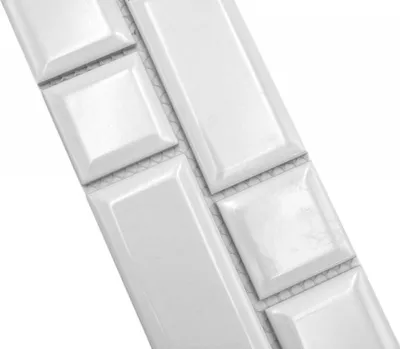 Produktbild von Bordüre Borde Mosaik weiß glänzend Metrooptik Mosaikfliese Küchenwand Fliesenspiegel Bad Duschwand MOS26BORWM-0101_f