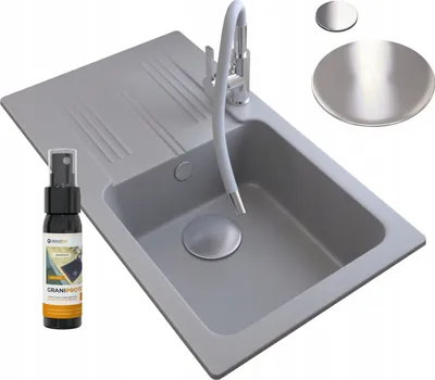 Produktbild von Granitan | Granitspüle ADA - Schwarz - 77,5x43,5 cm - Flexarmatur - Wand-siphon