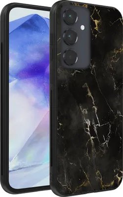 Produktbild von Handyhülle passend für Samsung Galaxy A55 mit Marmordruck - TPU backcover case marble design - Schwarz