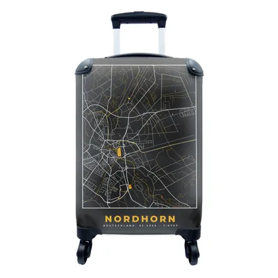 Produktbild von MuchoWow® Koffer Handgepäck Trolley Rollkoffer Kleine Reisekoffer mit 4 Rollen - Nordhorn - Stadtplan - Gold - Karte - Deutschland - Cabin Size < 55x40x23 cm & 55x40x20 cm - Fotokoffer - Kabinenkoffer - Boardgepäck - Reise-Box - Reisekoffer - Reisegepäck - Koffer mit Bild - Trolley für Kinder