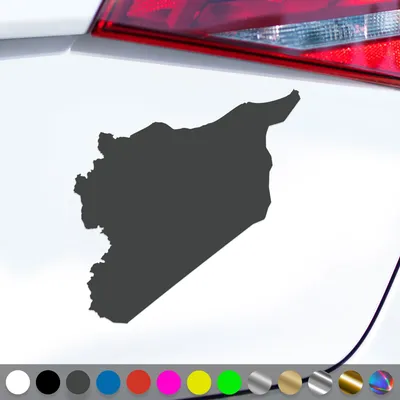 Produktbild von PantherPixel Syrien Aufkleber Umriss Karte Kontur Syria Sticker Auto Geschenkidee Farbe Dunkelgrau