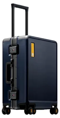 Produktbild von Koffer Reisekoffer Aluminium Rahmen, Handgepäck Koffer Cabin Trolley Hartschalen Spinner Mit Doppelte TSA Schloss Reißverschlussloses Gepäck-HeGent (66cm,68L,Blau)