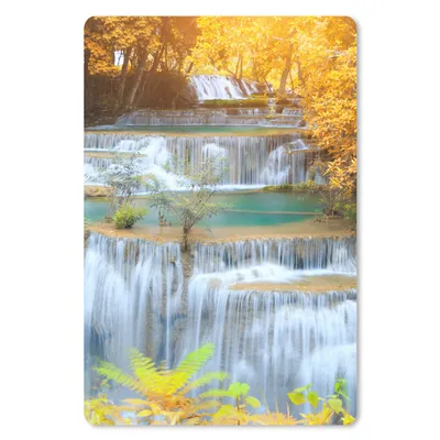 Produktbild von MuchoWow® Mauspad Mousepad Wasserfall - Herbst - Bäume - Braun - Wasser 18x27 cm - Mousepads - Maus Mat - Pad - Mausunterlage