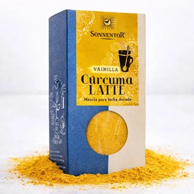 Produktbild von Sonnentor Kurkuma Latte Vanille , 60 g, Kurkuma-Latte, 1 Stück(e), 289 kcal, 1207 kJ, 2,41 g