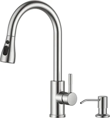 Produktbild von Küchenarmatur mit Seifenspender, ausziehbar, 2 Strahlarten, Edelstahl, für Küche