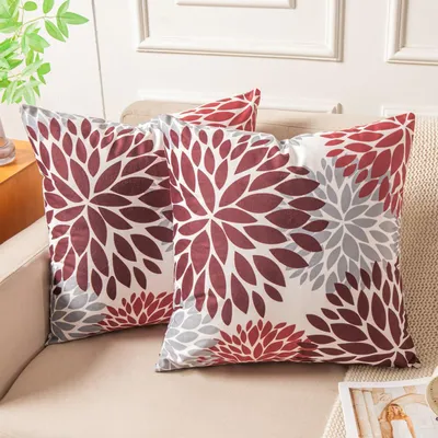 Produktbild von Set aus 2 Samtkissenbezügen, weinrot, 50x50 cm, dekorative moderne Kissenbezüge für das Wohnzimmer, Herbst, Winter, Weihnachten.