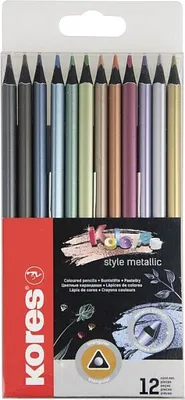 Produktbild von Kores Dreikant-Buntstifte "Kolores Metallic Style" 12er Kunststoff-Etui