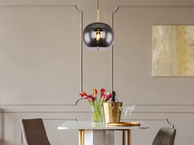 Produktbild von LED Esstischlampe, Rauchglasschirm Wohnzimmerlampe hängend über für Couchtisch