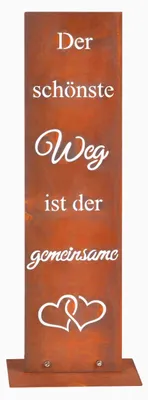 Produktbild von Relaxdays Gartendeko Rostoptik, schönster Weg, HxBxT: 55 x 20 x 15 cm, Cortenstahl, Gartenschild für draußen, braun