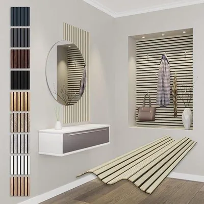 Productafbeelding van Akoestische Houten Panelen | Lamellenwand Wandbekleding Geluidsabsorberend 118x60 cm
