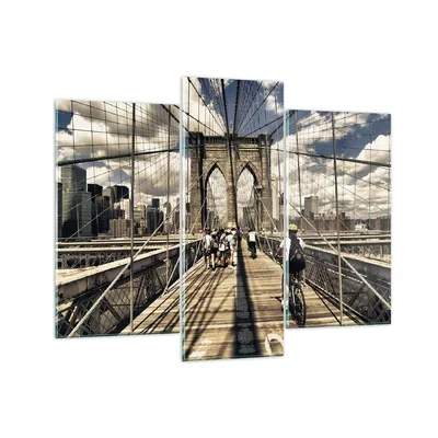Produktbild von Bilder auf glas - Amerika brooklyn brücke bau - 130x100cm - Glasbilder - Wandbilder - Kunstdruck - zum Aufhängen bereit - Wanddekoration aus Glas - Glas Bilder - Wandbild auf Glas - GCB130x100-2497