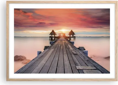 Produktbild von Gerahmtes Poster - Rahmen in heller Eiche - Brücke Holz Spaziergang - 70x50 cm - Wand Bild - Wanddeko - Wandbilder - Kunstposter - Wandposter - Bilderrahmen - Bilder - Kunstdruck - P2NAA70x50-4916