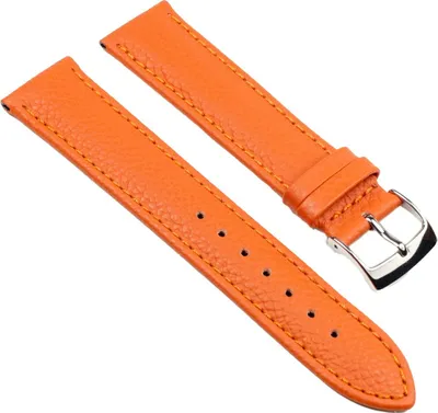 Produktbild von Eulit Fancy Fashion Uhrenarmband Rindsleder genarbt rembordiert Orange, Stegbreite:22mm