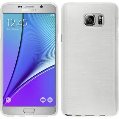 Produktbild von PhoneNatic Case kompatibel mit Samsung Galaxy Note 5 - weiß Silikon Hülle brushed + 2 Schutzfolien